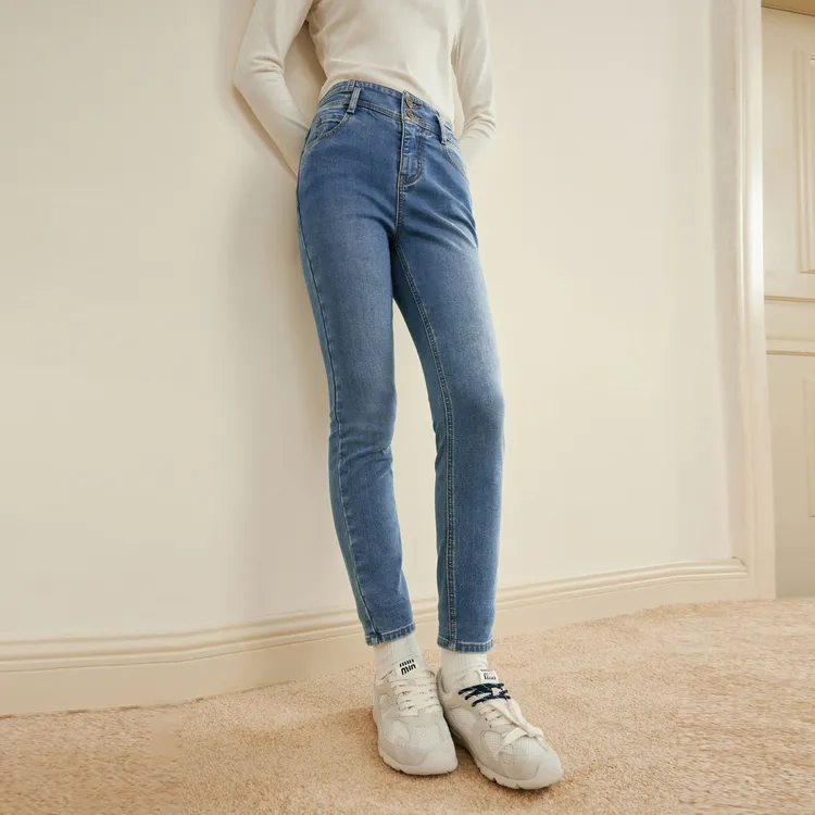 LEDIN Jeans Women's Faded Denim Blue-4