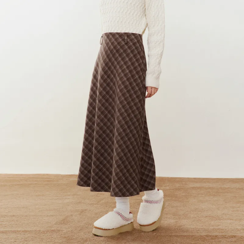 LEDIN Casual Long Skirt Women's Latte Umber-3