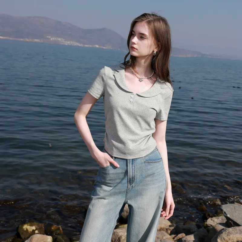 3COLOUR T Shirts Women's Heather Gray-6