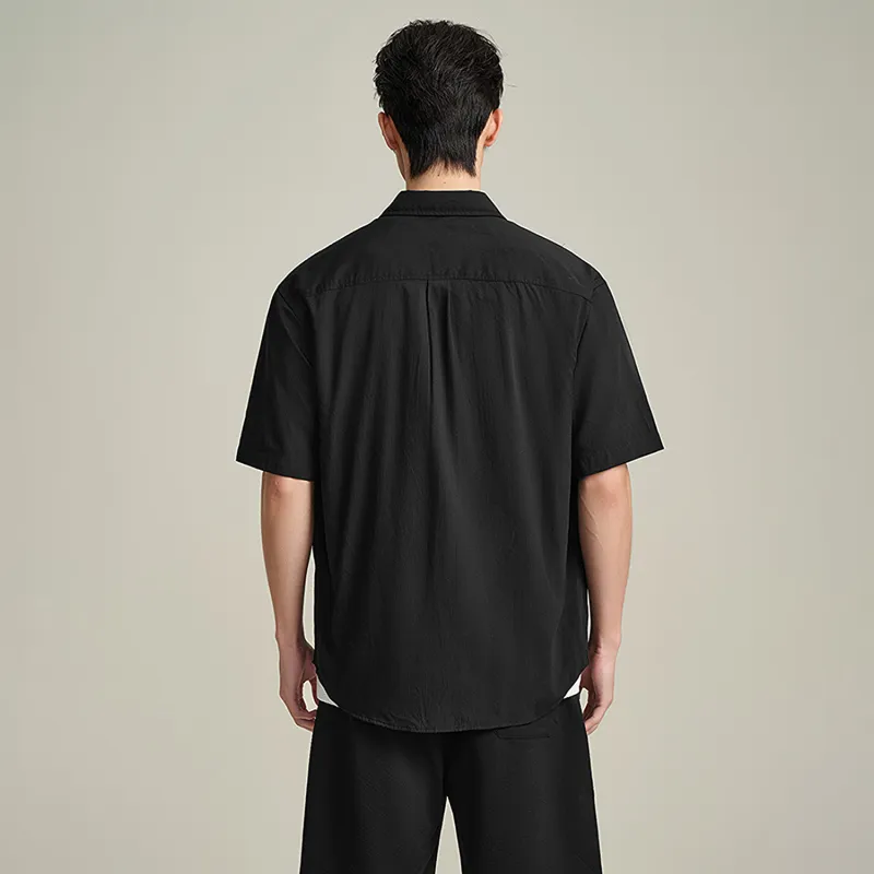 HLA Shirts Men Black Pattern 08-2
