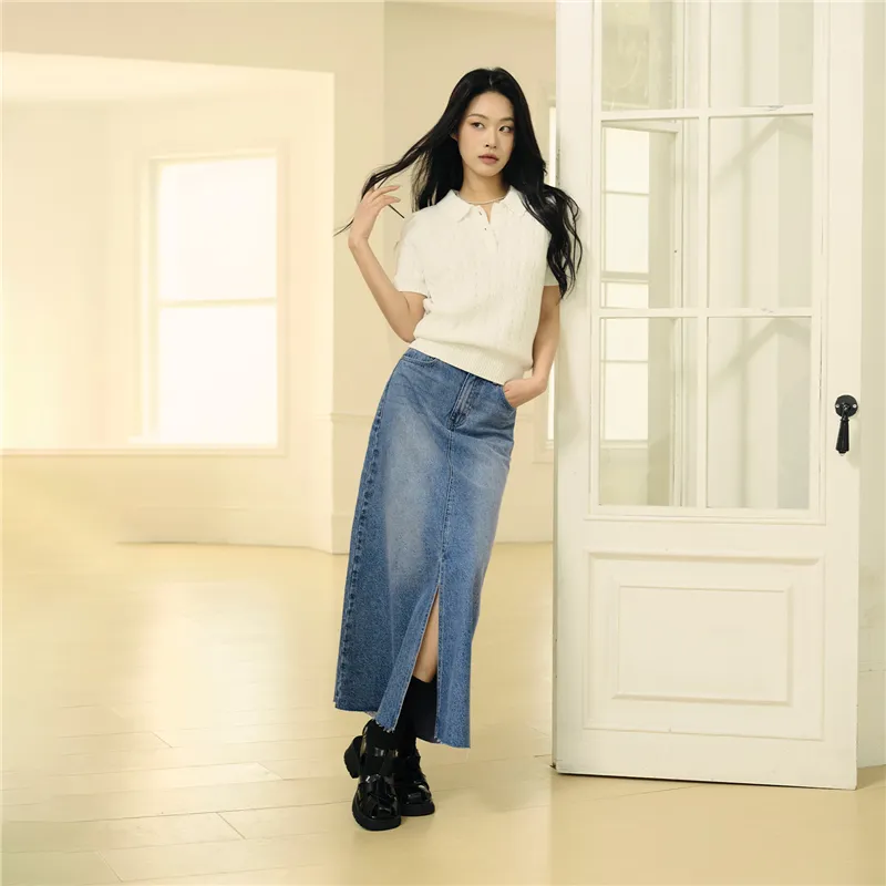 UNIQLO Denim Long Skirt Women's-4