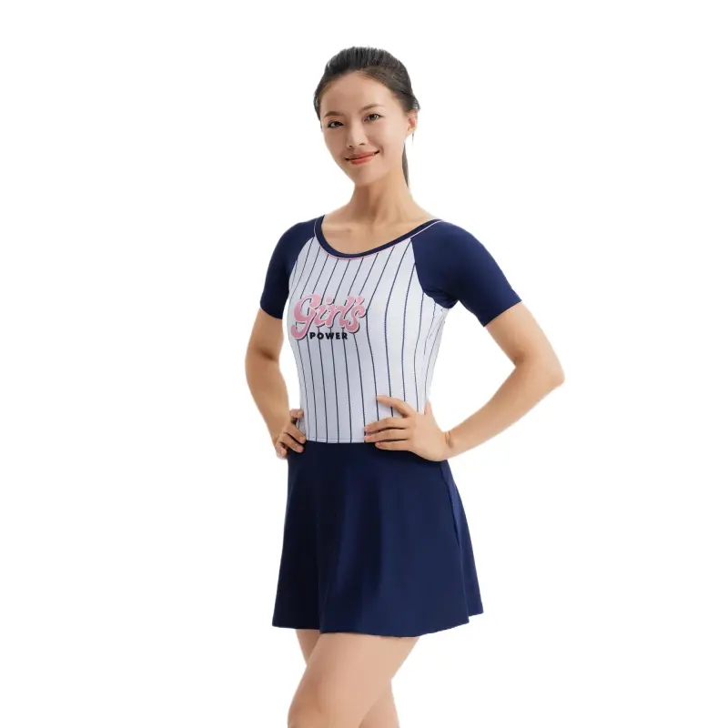 DECATHLON One piece Swimsuit Women's Blue White-3