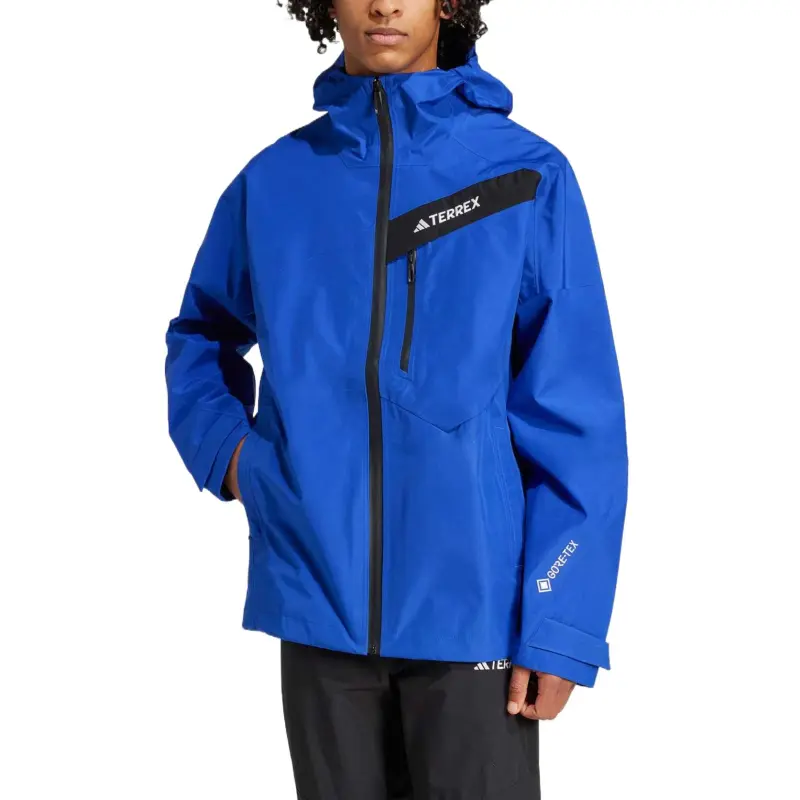 Adidas Hiking Waterproof, Windproof, And Breathable Windbreaker Jacket Men's Semi Fluorescent Blue-3