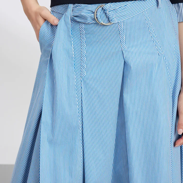 ELLE Casual Long Skirts Women's Blue-5