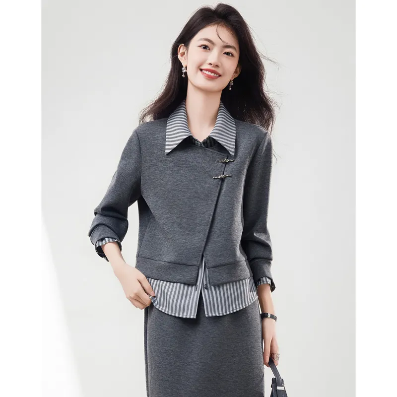 XINFEIYU Sweatshirt Women's Gray-3