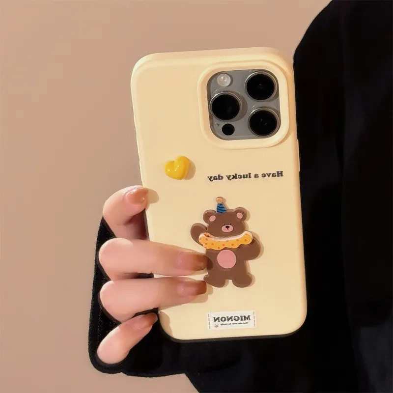 Cuttlefish Grid TPU Material INS 3D Effect Heart Animal Cartoon Phone Case Compatible With Apple 16/15/14/13/12/11-2