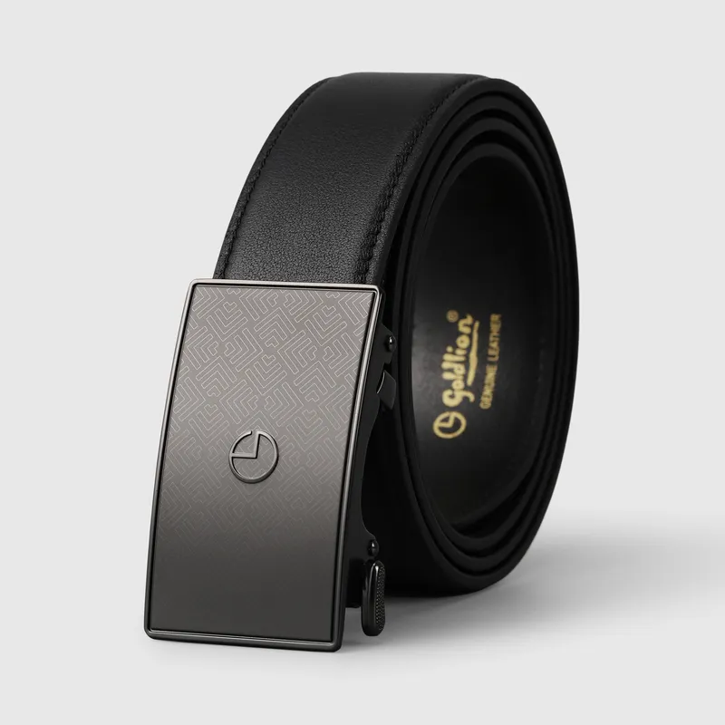 GOLDLION Yuanming Garden Series Top Grain Cow Leather Belts Men's 3.5cm-1