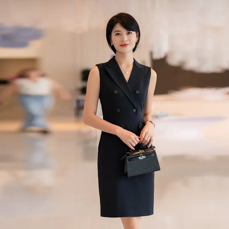 ONE SHALLOW Sleeveless Dress Women's Navy Blue-1