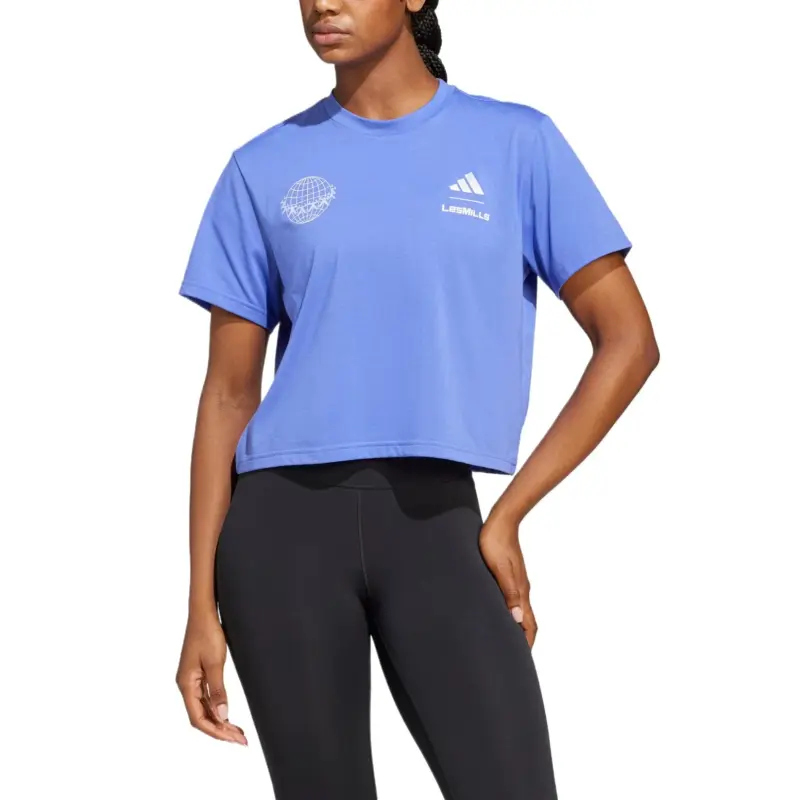 Adidas LES MILLSClimacool Regular T Shirt Women's Half Cobalt Blue-1
