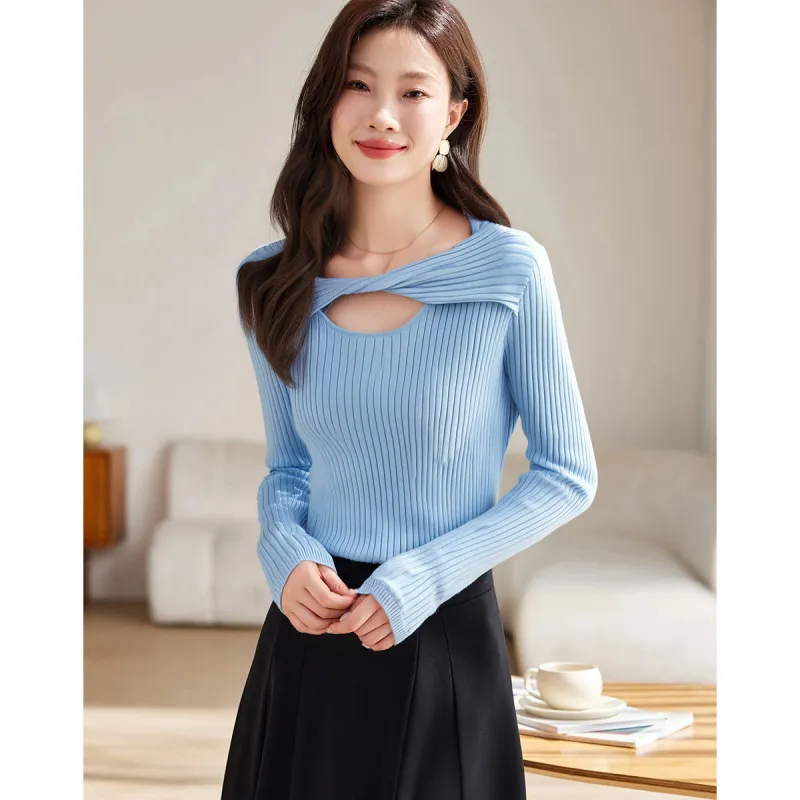Love Elaine Spring, Fall Knitwear Regular Women's Light Blue-2