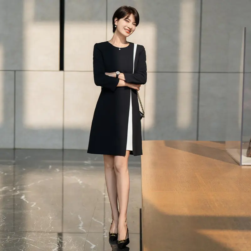 ONE SHALLOW Long Sleeved Dresses Women's Black-4