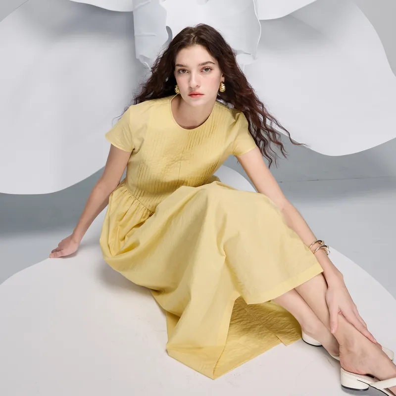 3COLOUR Short Sleeved Dress Women's Citrus Yellow-3