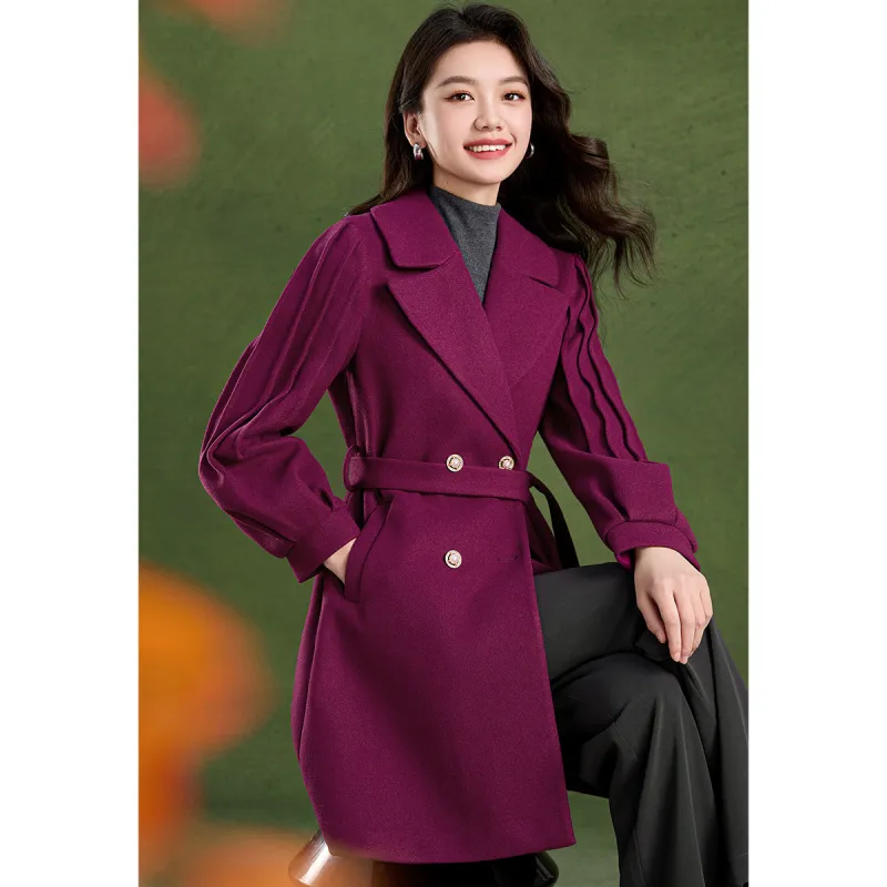 Mylan Spring Fall Trench Coat Loose Fit Women's Grape Purple-6
