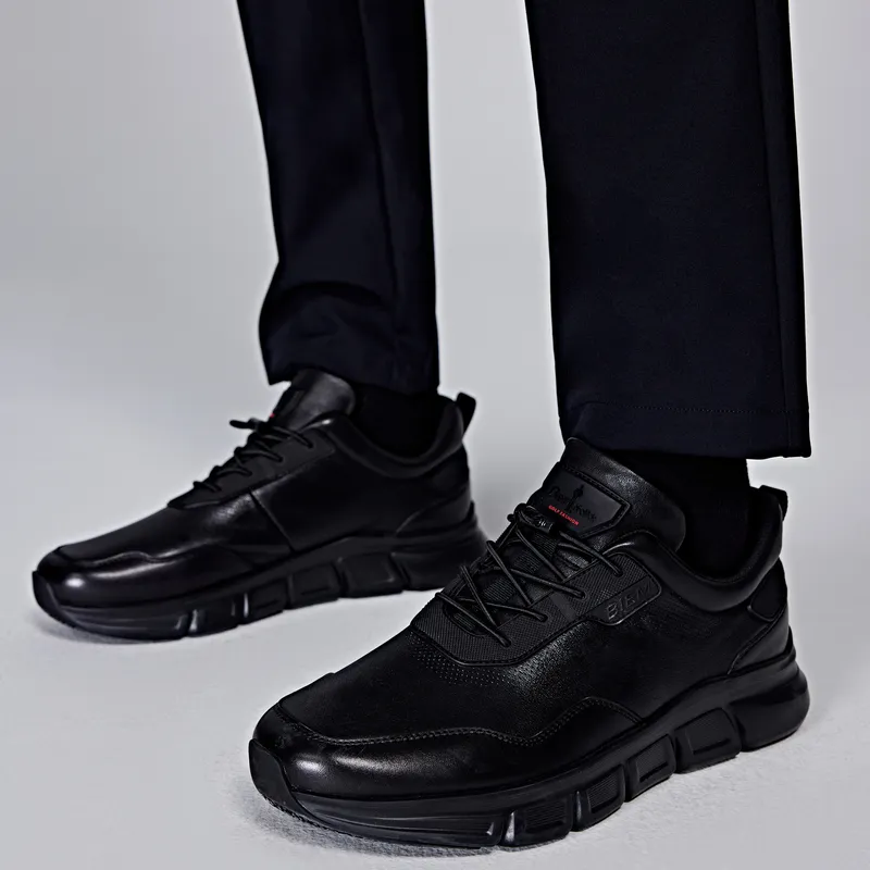Biyin Leufen Non slip Lightweight Low Top Casual Shoes Men's Black-2