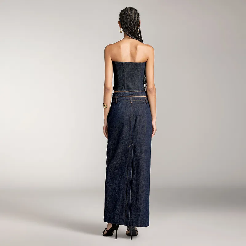 Miss Sixty Denim Long Skirts Women's Black Blue-5