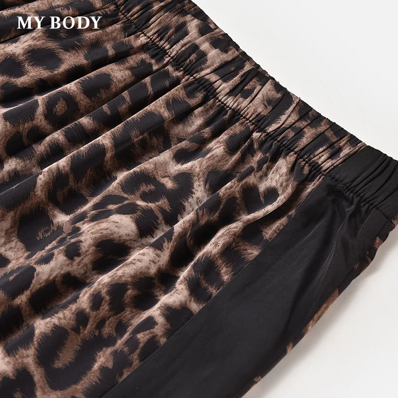 MY BODY Pajama Set Women's Brown Coffee Leopard Print-4