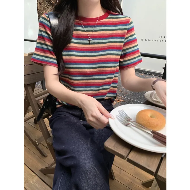 XIANSINIAO Set in Sleeve T Shirt Women's-3