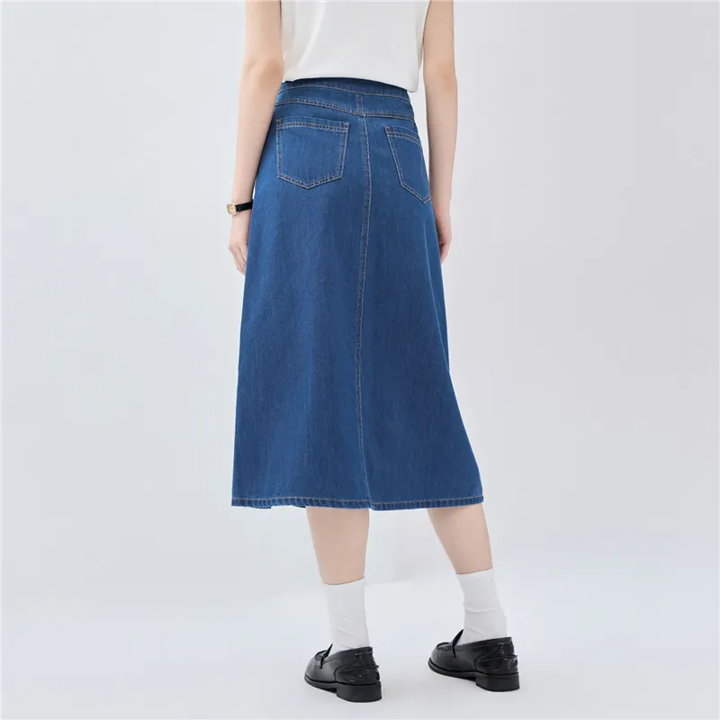 UNIQLO Denim Long Skirt Women's 62 Medium Blue-4