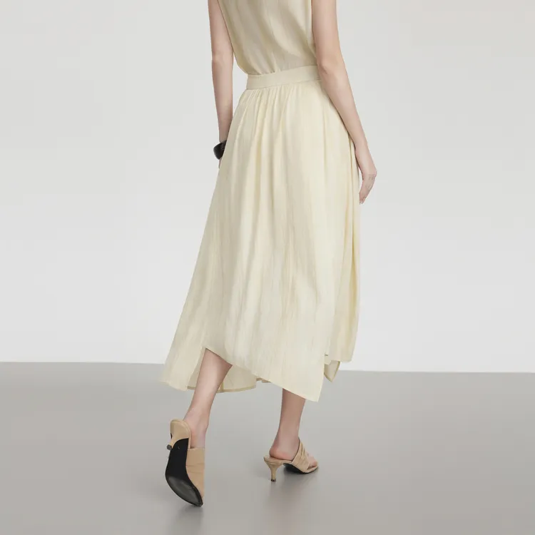 ELLE Casual Long Skirts Women's Light Yellow-5