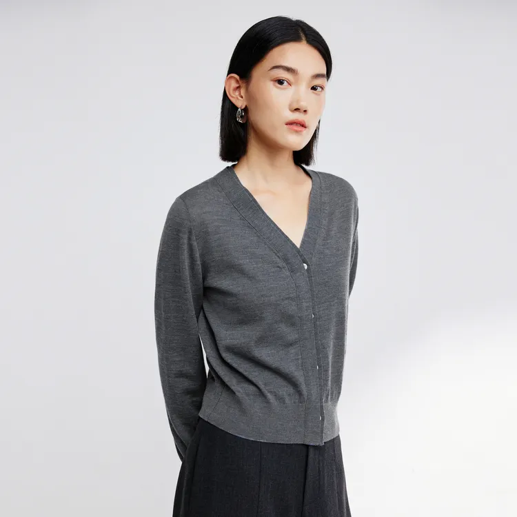 SHUIYUNJIAN Sheep Wool Knitted Fabric Cardigan Women's-9