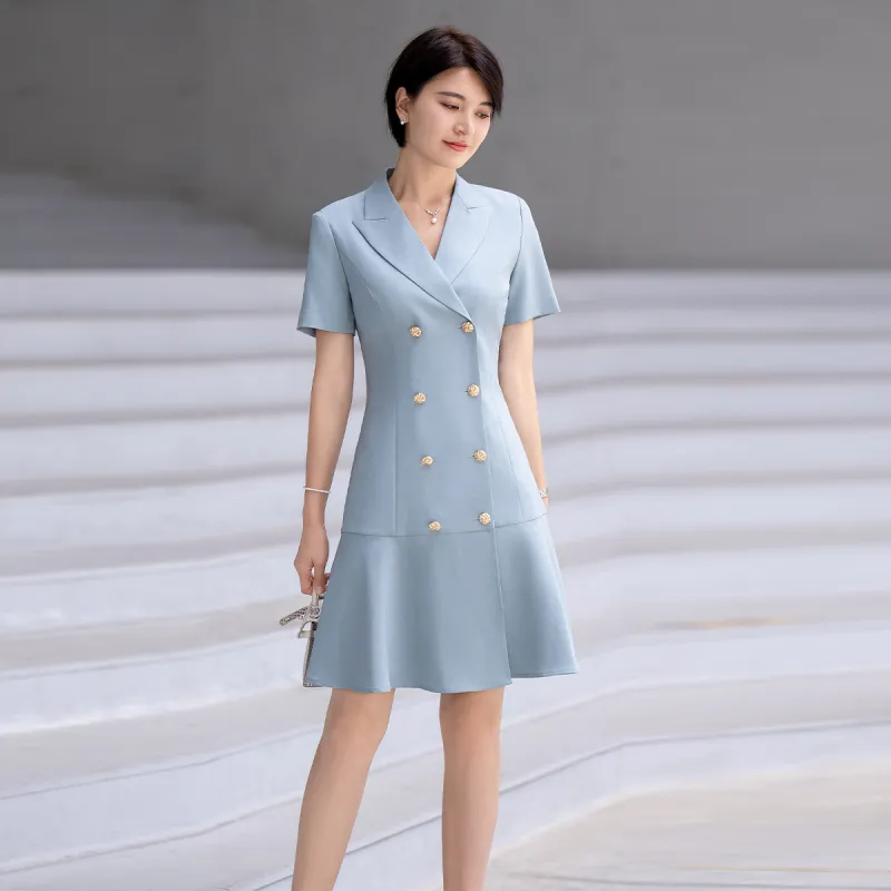 ONE SHALLOW Short Sleeved Dresses Women's Blue-6