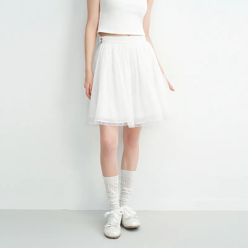 LEDIN Casual Short Skirts Women's Bright White-2