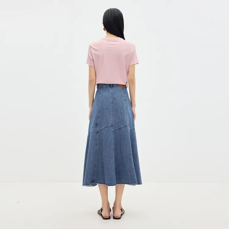SHUIYUNJIAN Denim Long Skirt Women's-5