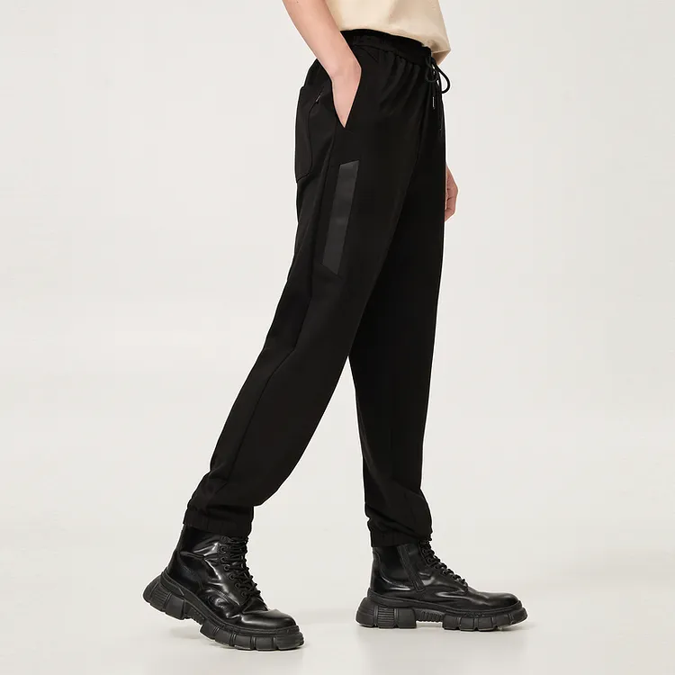 Cabbeen Knitted Sports Pants Men's Coal Black-2