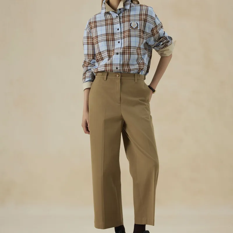E.land Casual Pants Women's Khaki-3
