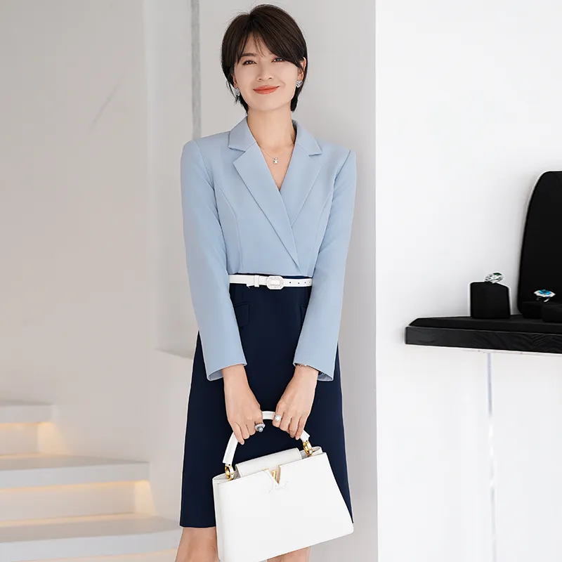 ONE SHALLOW Long Sleeved Dresses Women's Haze Blue-2