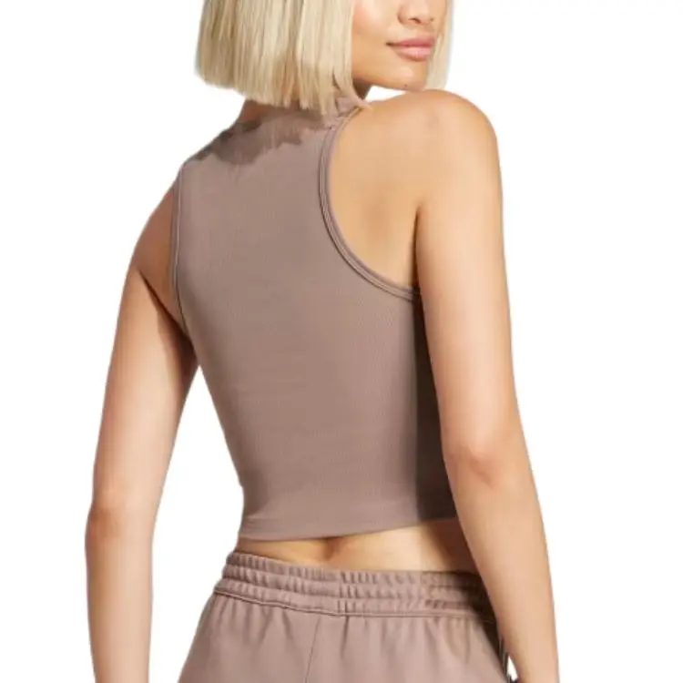 Adidas Women's Essentials Ribbed Tank Top Trace Brown-2