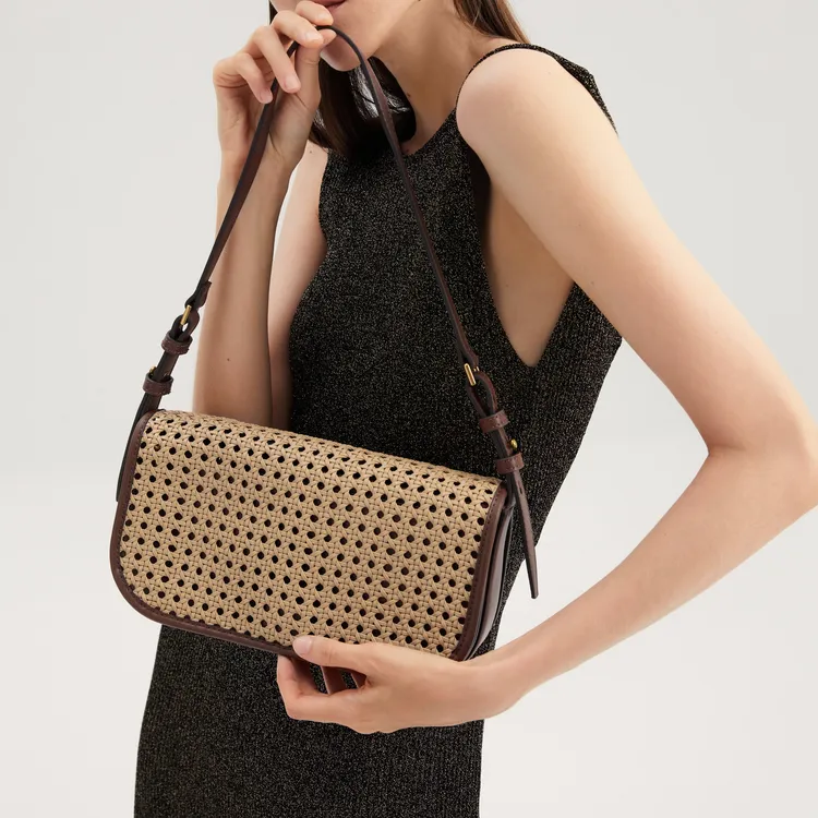 CHARLES&KEITH Polyurethane Shoulder Bag Small Square Bag Handbag Shoulder Bag Women's White/Brown-7