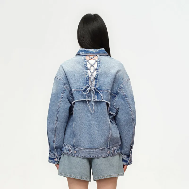 ONLY Cropped Coats Women's J32 210 Washed Denim Blue-2