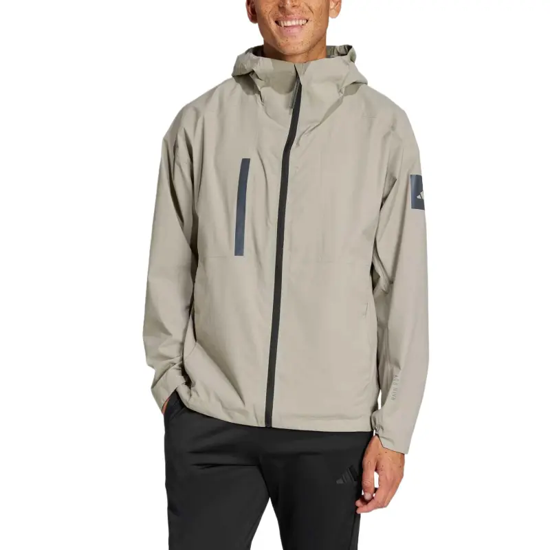 Adidas RAIN.RDYMYSHELTER 2.5-LAYER LIGHT Jacket Men's Light Sesame Gray Umber-1