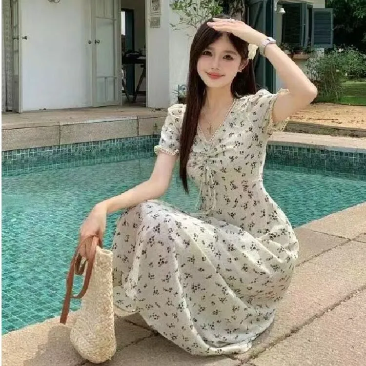 XIANSINIAO Short Sleeved Dress Women's-4