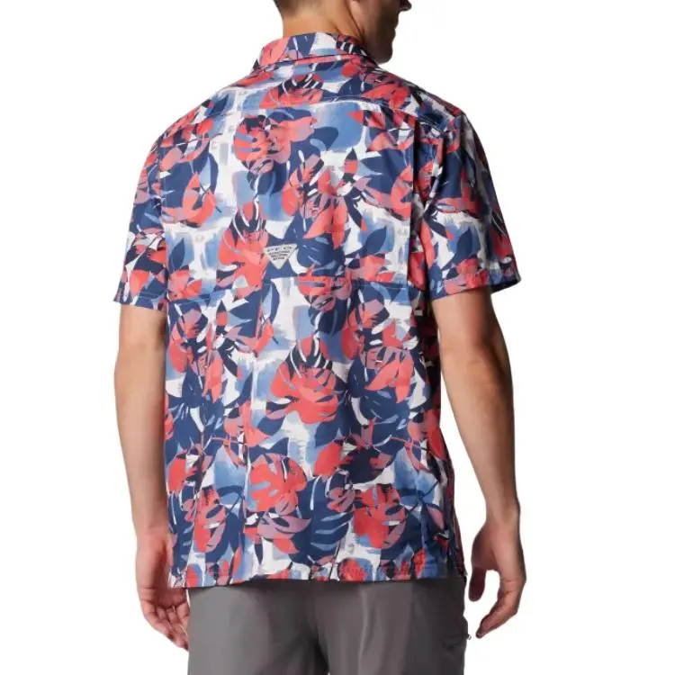 Columbia PFG Slack Tide Super Camp Shirt Shirt Men's Blue Red-1