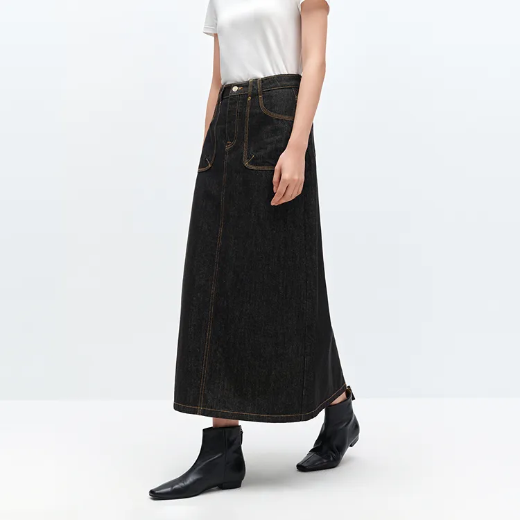 PEACEBIRD Denim Long Skirt Women's-3