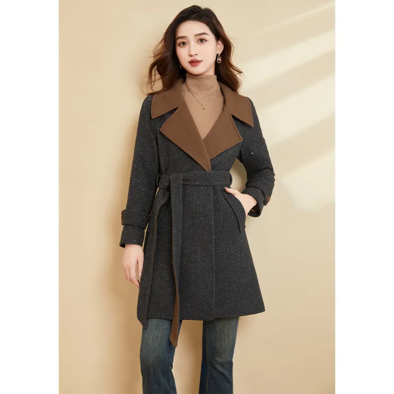 Mylan Spring, Fall Coat Cinched Waist Women's Black Collection Brand, Get Activity Alerts In Real Time-5