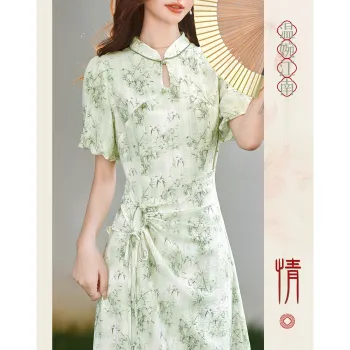 Like The Age Of Water Summer Short Sleeved Dress Women's Green