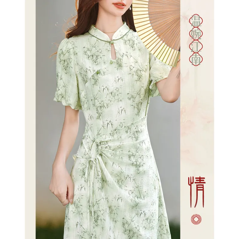 Like The Age Of Water Summer Short Sleeved Dress Women's Green-0
