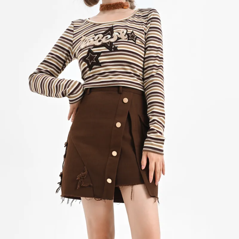 Snbl Casual Short Skirts Women's Coffee-4