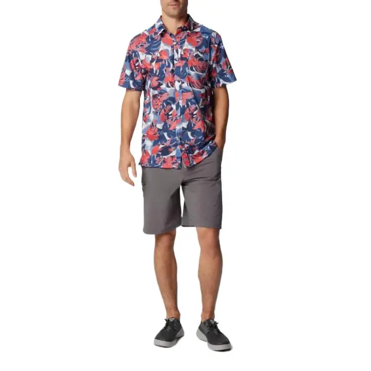 Columbia PFG Slack Tide Super Camp Shirt Shirt Men's Blue Red-3