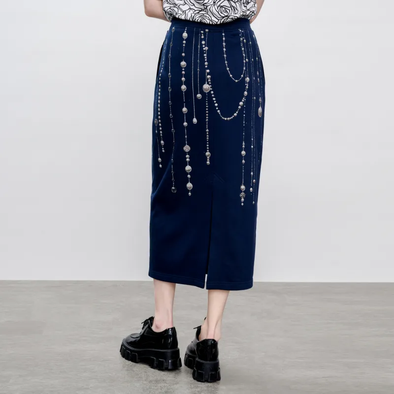 TCH Casual Long Skirts Women's Navy Blue-4