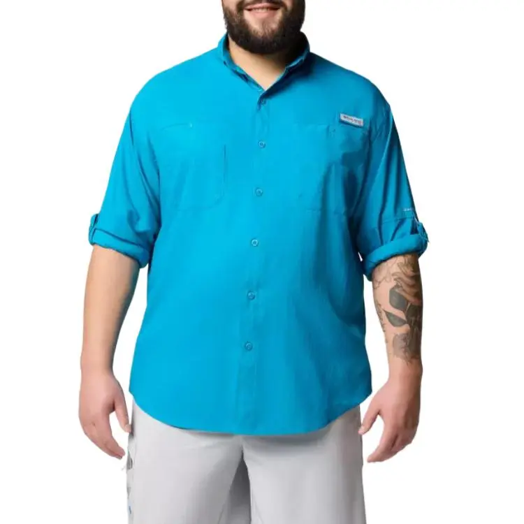 Columbia PFG Tamiami Long Sleeve Shirt - Big Shirt Men's Blue-3