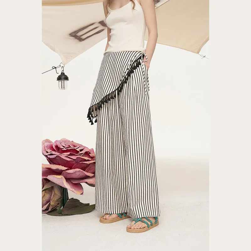 ELF SACK Casual Pants Women's Stripes Ecru-1