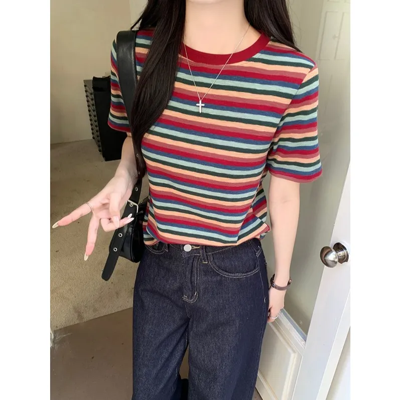 XIANSINIAO Set in Sleeve T Shirt Women's-5