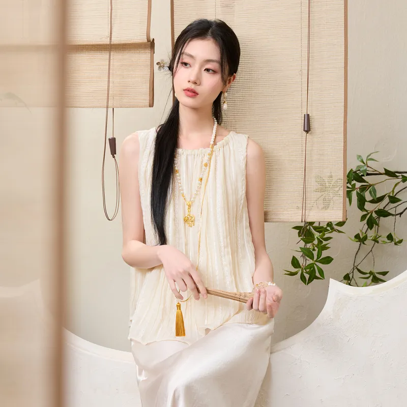 3COLOUR Chiffon Shirts Women's Ecru-2