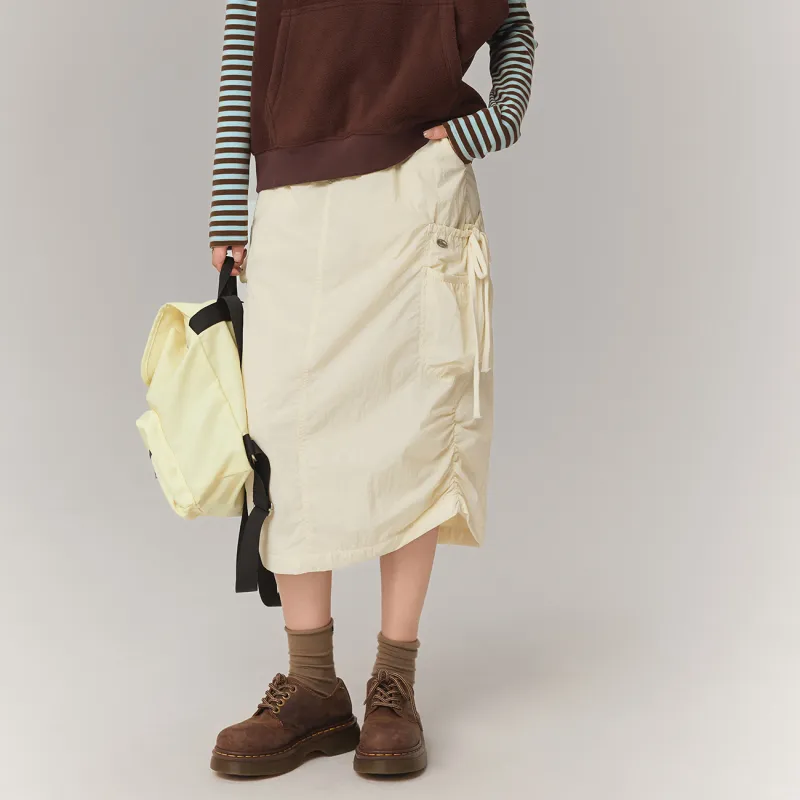 CHUU Casual Long Skirts Women's White Apricot-2