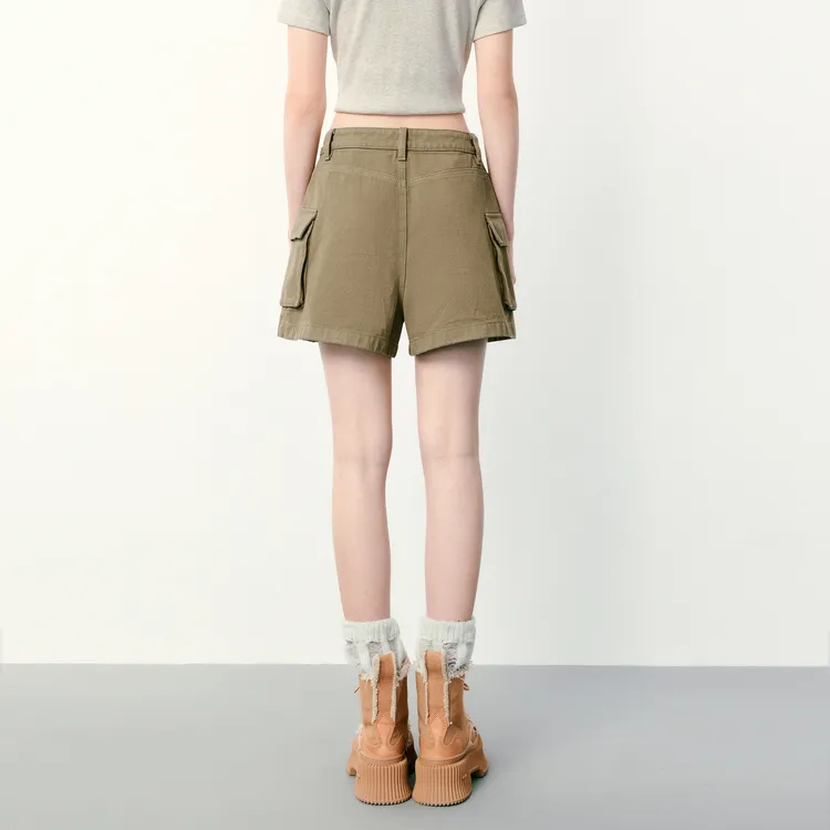 LEDIN Denim Shorts Women's Camel-5
