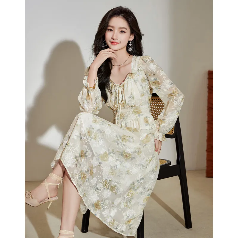 Love Elaine Long Sleeved Dress Women's Apricot-1